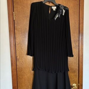 Patra Black Long Sleeve Dress with Silver Embellishment